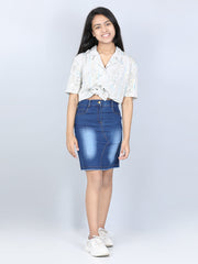 Girls Mini Skirt with Washed Effect