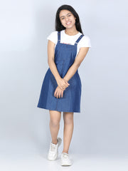 Girls Blue Denim Dungaree Dress ( T Shirt not Provided)