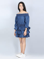 Girls Denim Dress with tiers