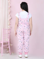 StyleStone Girls Pink Printed Dungaree (T Shirt not included)