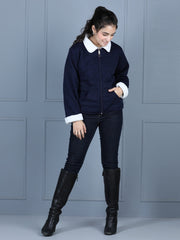 StyleStone Girls Navy & White Reversible Fleece Jacket