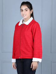 StyleStone Girls Red & White Reversible Fleece Jacket