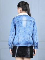 StyleStone Girls Denim and Fleece lined jacket with Pocket Detail