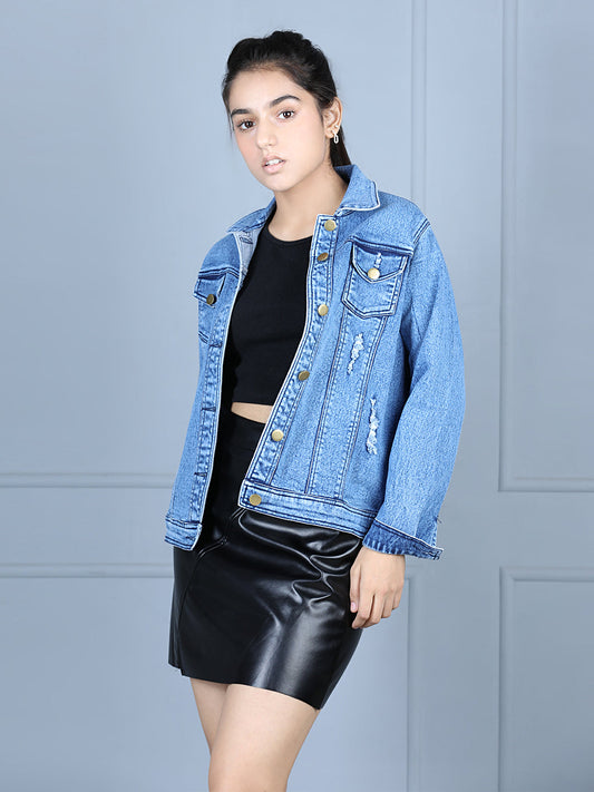 StyleStone Girls Distressed Denim Jacket