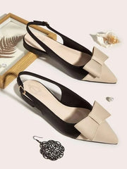 Stylish Upper Bow Cream Flats For Women & Girls