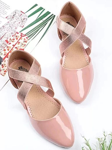 Womens & Girls Pink Solid Ballerinas