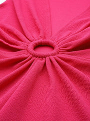 Women Fuchsia Pink Solid A-Line Dress with Cut-Out Detail