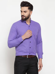 Indian Needle Purple Men's Cotton Solid Button Down Formal Shirts