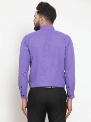 Indian Needle Purple Men's Cotton Solid Button Down Formal Shirts