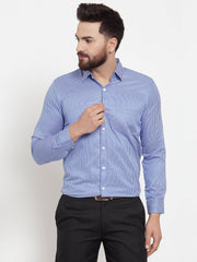 Indian Needle Blue Men's Cotton Stiped Formal Shirts