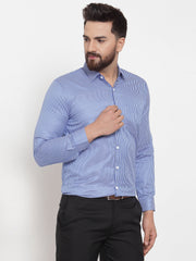 Indian Needle Blue Men's Cotton Stiped Formal Shirts