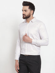 Indian Needle White Men's Cotton Stiped Formal Shirts