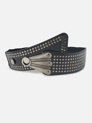 Black Textured Stretch Waist Belt