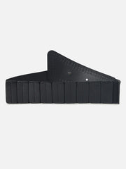 Black Textured Stretch Waist Belt