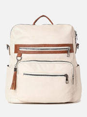 Solid Casual Backpack with Zip Lock For Women