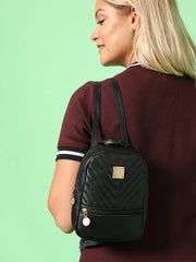 Quilted Casual Backpack with Zip Lock For Women