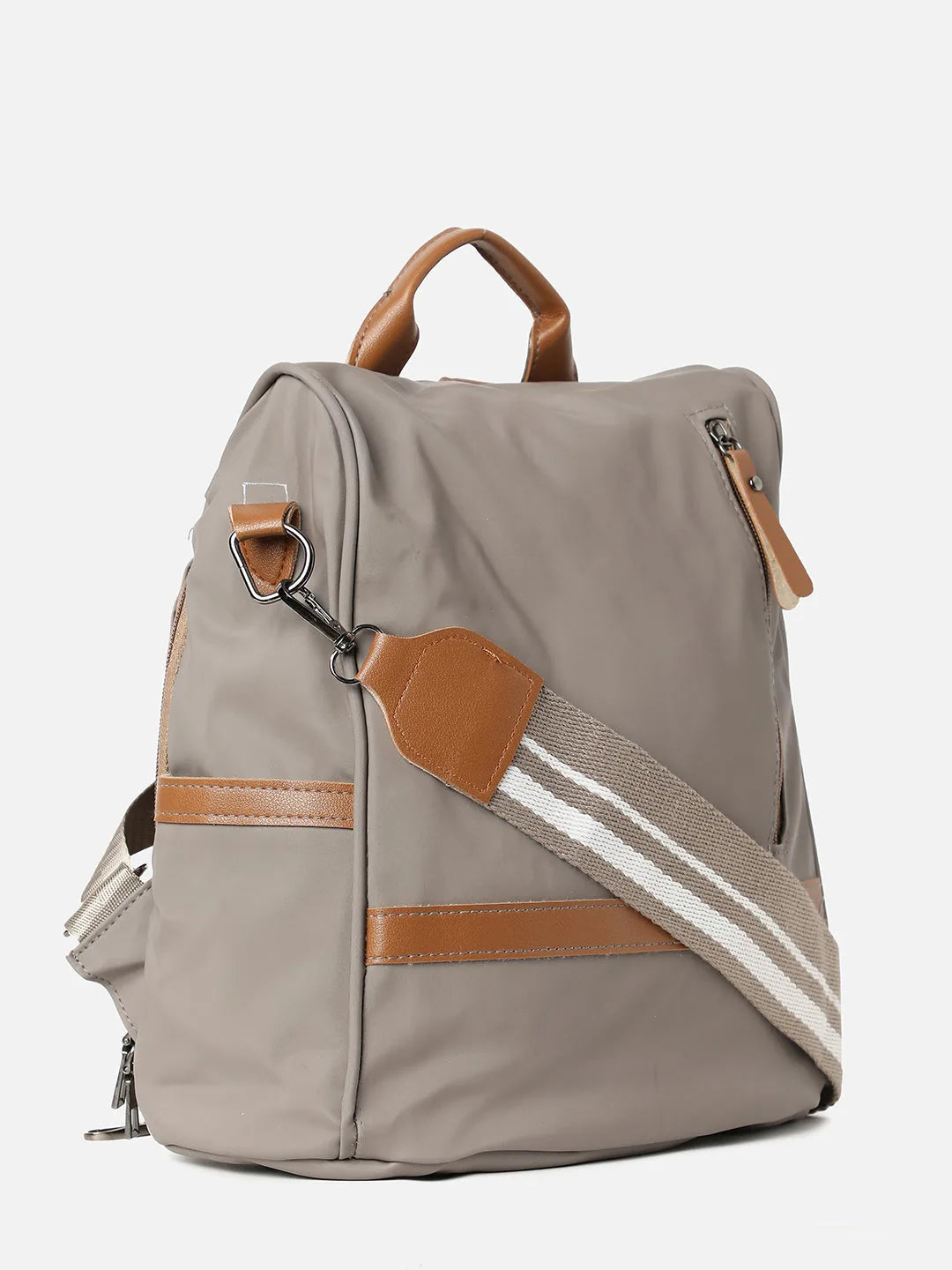 Solid Casual Backpack with Zip Lock For Women