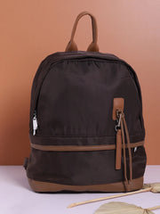 Solid Casual Backpack with Zip Lock For Women