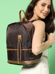 Solid Casual Backpack with Zip Lock For Women