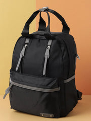 Solid Casual Backpack with Zip Lock For Women