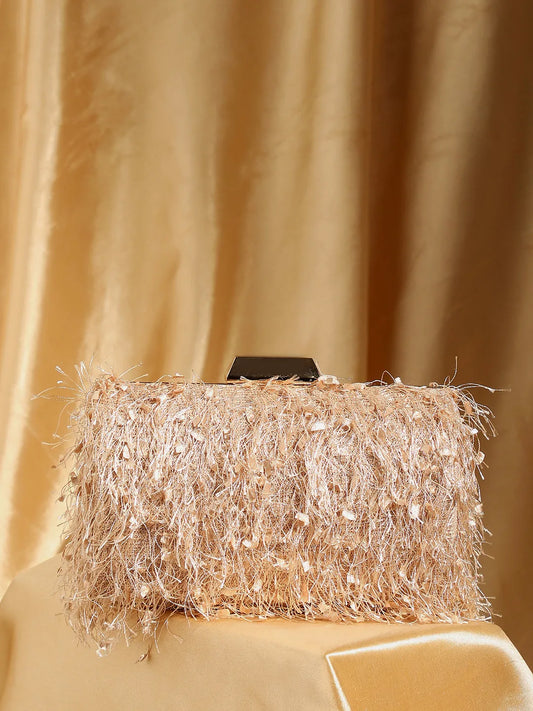 Textured Party Regular Clutch Bag with Push Lock For Women