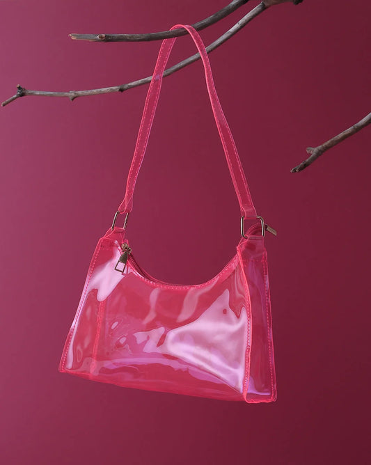 Transparent Casual Hand Bag with Zip Lock For Women