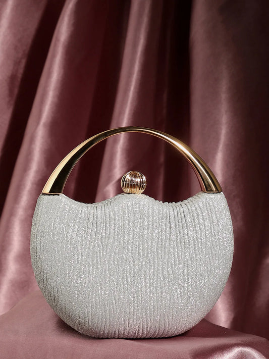 Textured Party Mini Hand Bag with Push Lock For Women