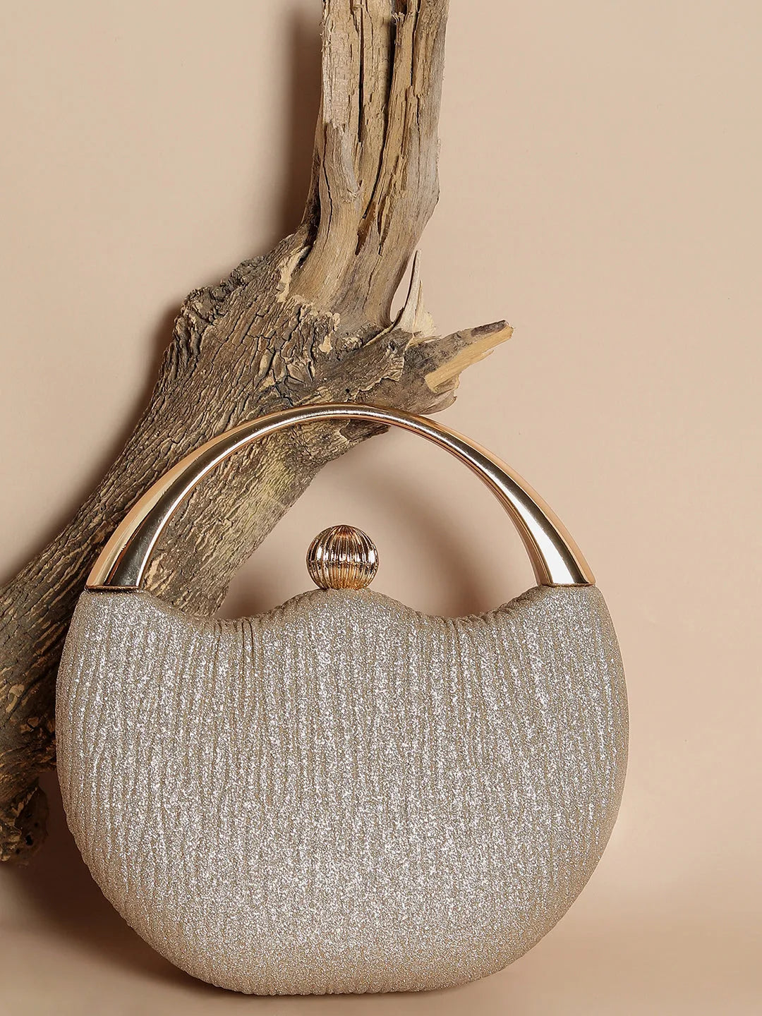 Textured Party Mini Hand Bag with Push Lock For Women