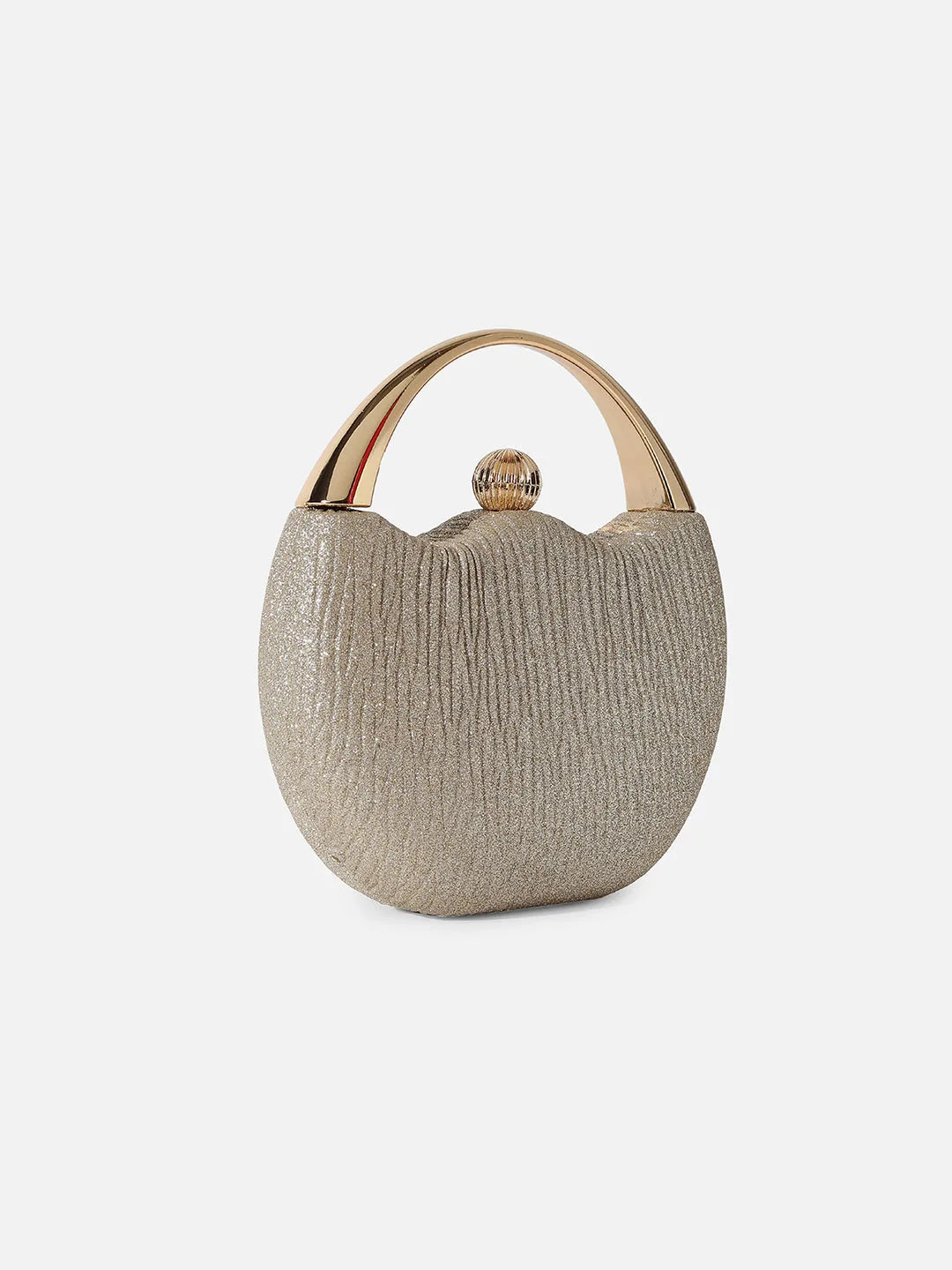 Textured Party Mini Hand Bag with Push Lock For Women