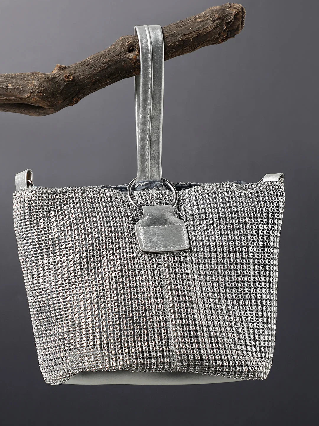 Textured Casual PU Leather Regular Hand Bag with Twist Lock For Women