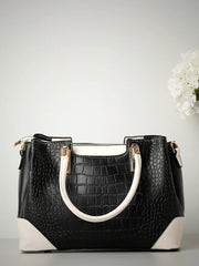 Textured Casual PU Leather Regular Hand Bag with Zip Lock For Women