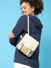 Textured Casual Sling Bag with Buckle Lock For Women