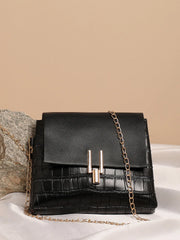 Textured Casual Regular Sling Bag with Push Lock For Women