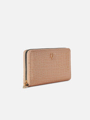 Textured Casual Regular Wallet with Zip Lock For Women