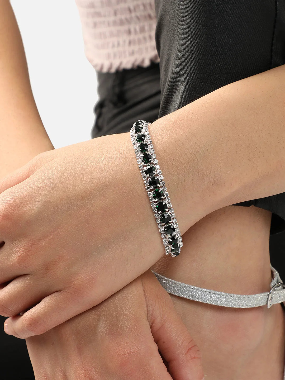 Silver Plated Party Designer Stone Bracelet