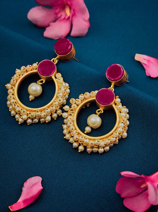 Gold Plated Stylish Drop Earrings