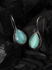 Silver Plated Designer Stone Drop Earrings