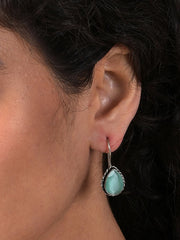 Silver Plated Designer Stone Drop Earrings