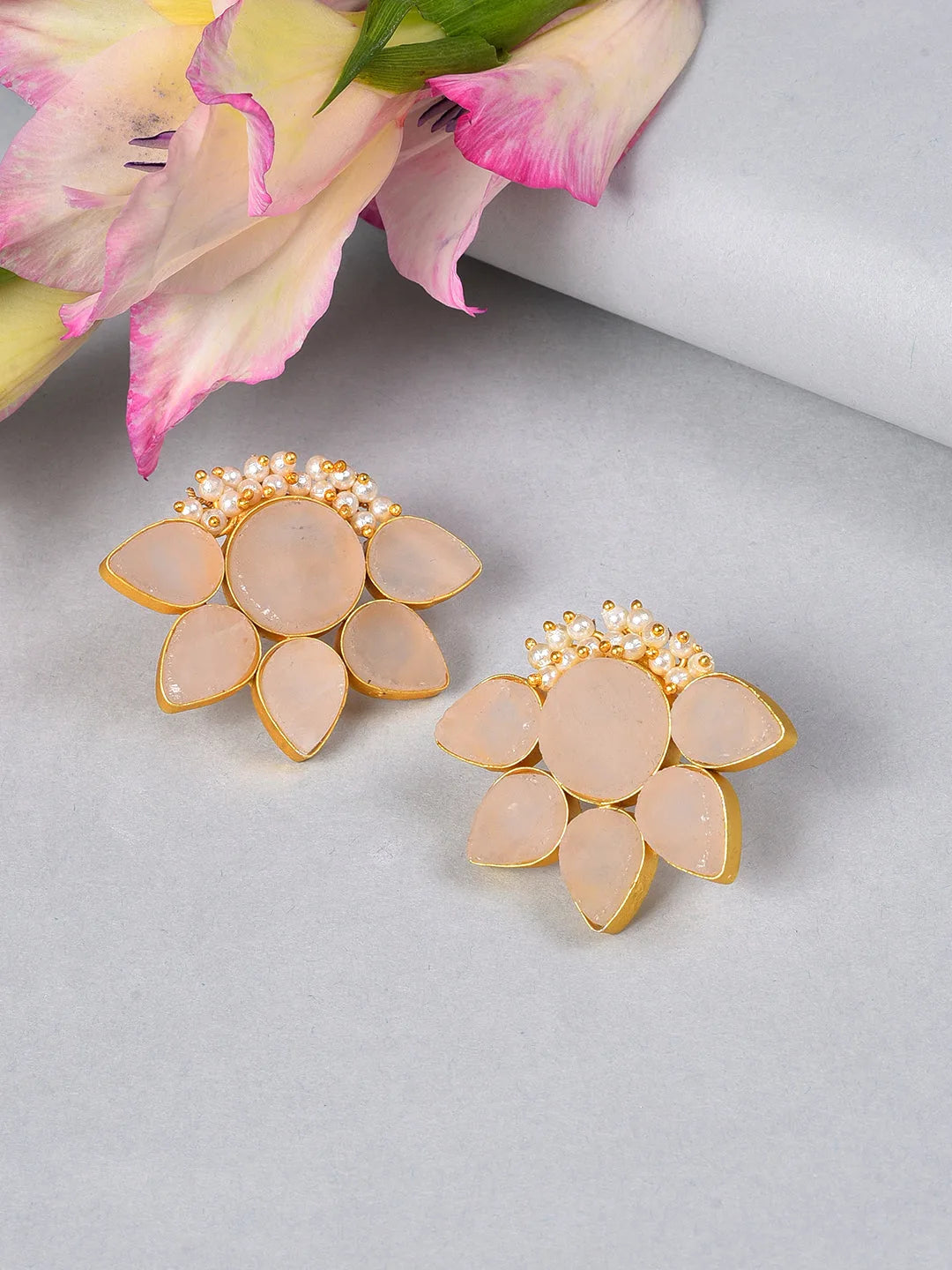 Gold Plated Designer Stone Earrings