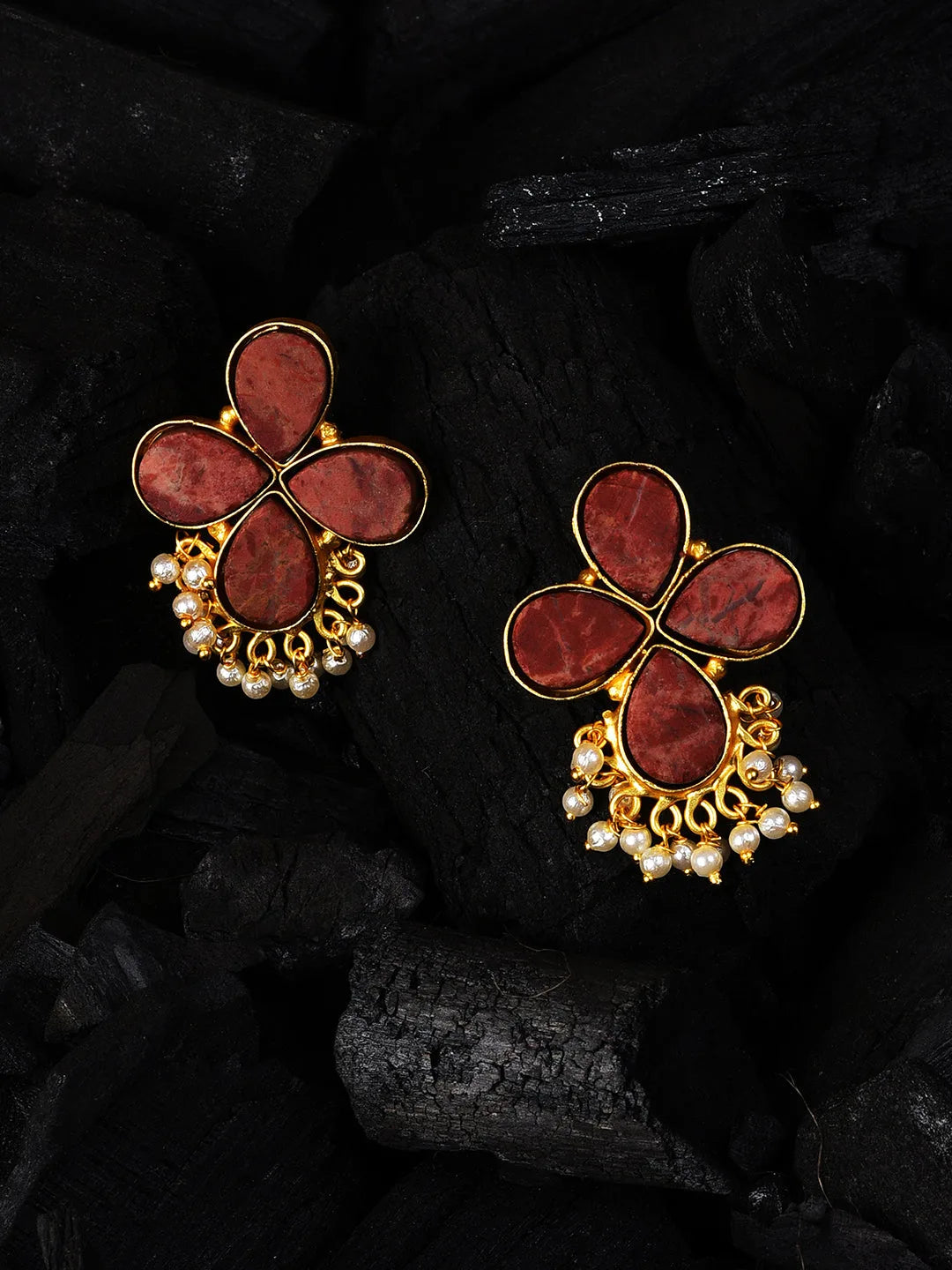 Gold Plated Designer Stone Earrings