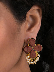 Gold Plated Designer Stone Earrings