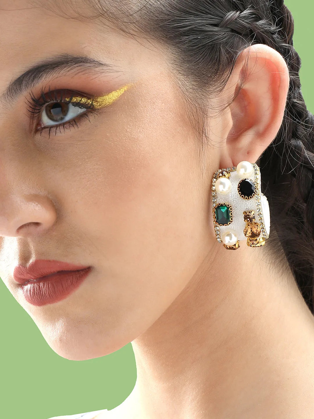 Gold Plated Party Designer Stone Drop Earring