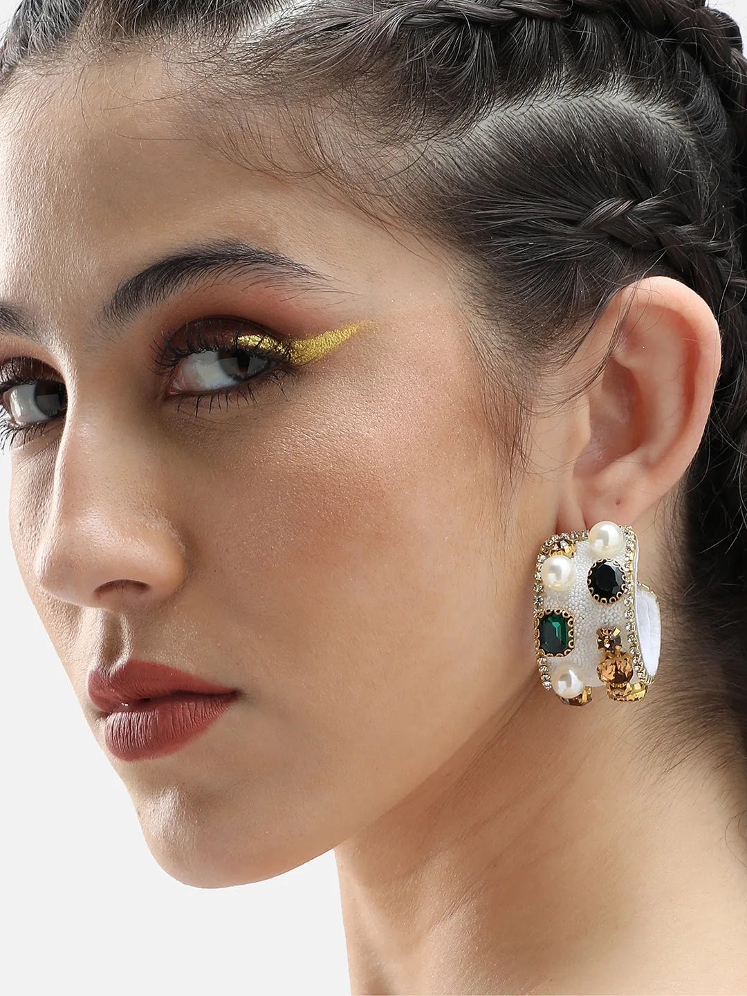 Gold Plated Party Designer Stone Drop Earring