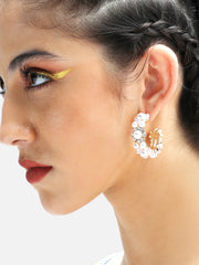 Gold Plated Party Designer Stone Hoop Earring