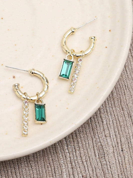 Gold Plated Party Designer Stone Hoop Earring