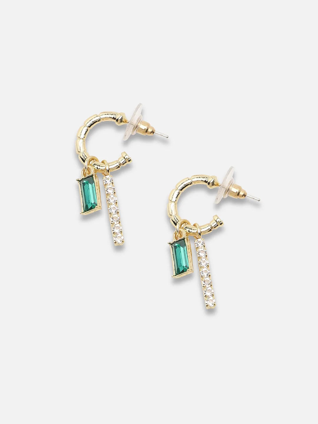 Gold Plated Party Designer Stone Hoop Earring