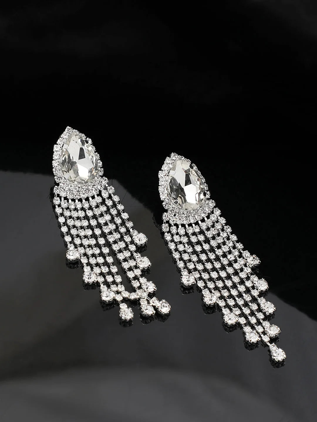 Silver Plated Party Designer Stone Drop Earring