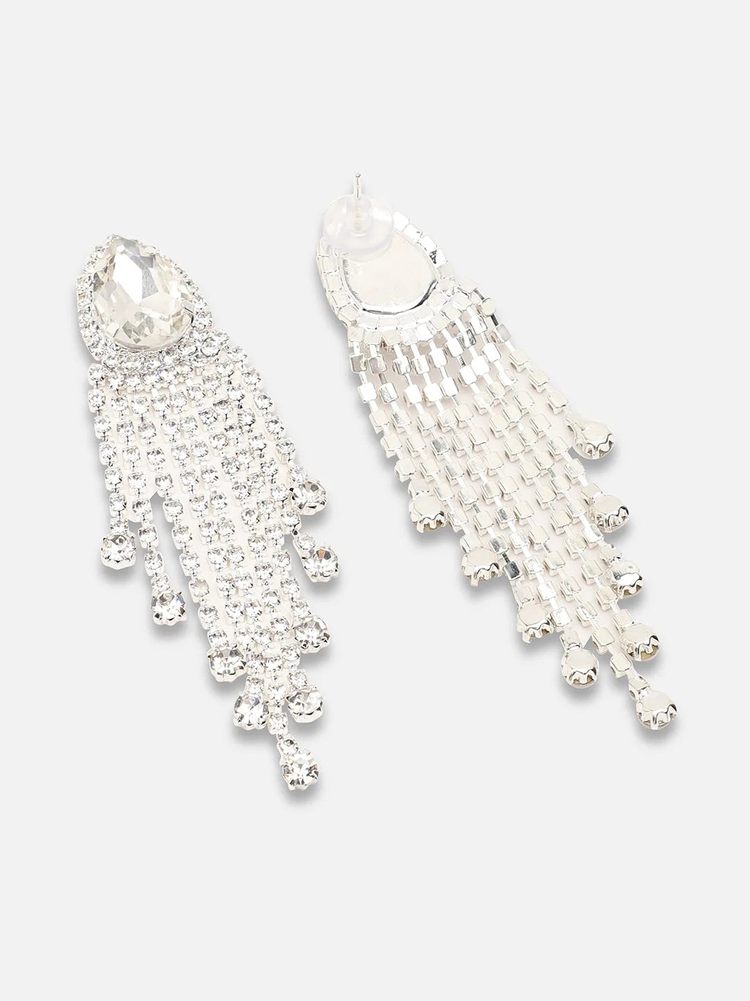 Silver Plated Party Designer Stone Drop Earring