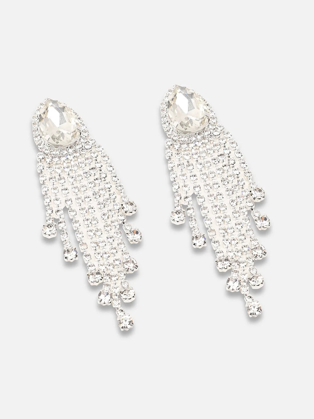 Silver Plated Party Designer Stone Drop Earring