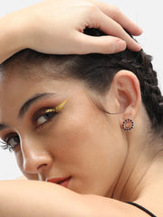 Gold Plated Party Designer Stone Hoop Earring